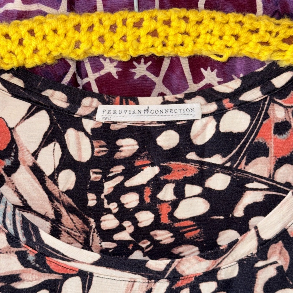 Peruvian Connection Multicolor Patterned Short Sl… - image 2